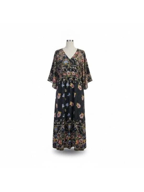 Johnny Was Dresses & Skirts - Johnny Was Womens Black Silk Floral Maxi Dress V-Neck Flowy Fit Sz XS